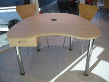 Kidney Shape Sales Desk With Single Drawer On Chrome Round Legs
